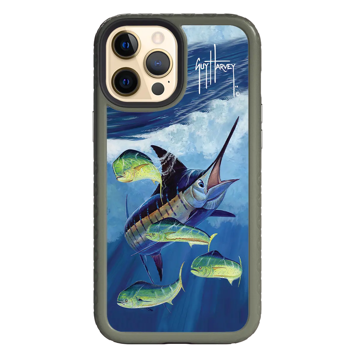 Guy Harvey Fortitude Series for Apple iPhone 12 Pro Max - Four Play - Custom Case - OliveDrabGreen - cellhelmet