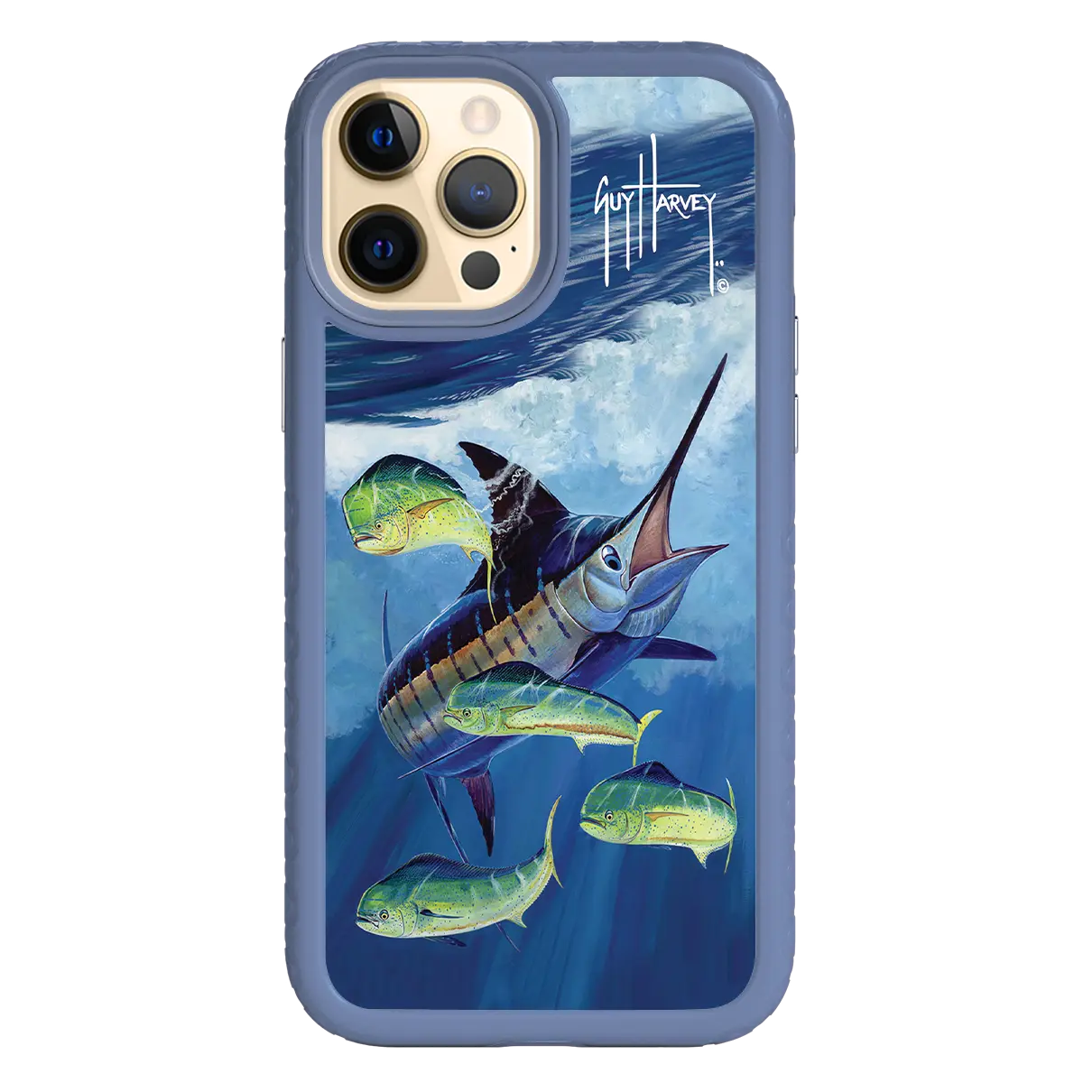 Guy Harvey Fortitude Series for Apple iPhone 12 Pro Max - Four Play - Custom Case - SlateBlue - cellhelmet