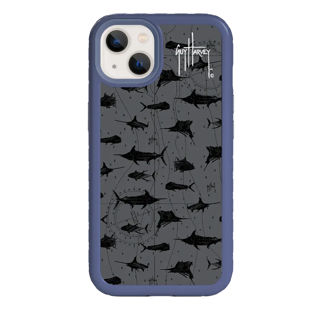 Guy Harvey Fortitude Series for Apple iPhone 13 - Black Scribbler - Custom Case - SlateBlue - cellhelmet