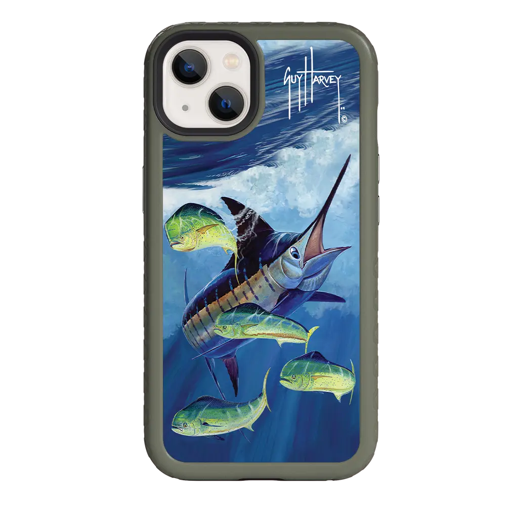 Guy Harvey Fortitude Series for Apple iPhone 13 - Four Play - Custom Case - OliveDrabGreen - cellhelmet
