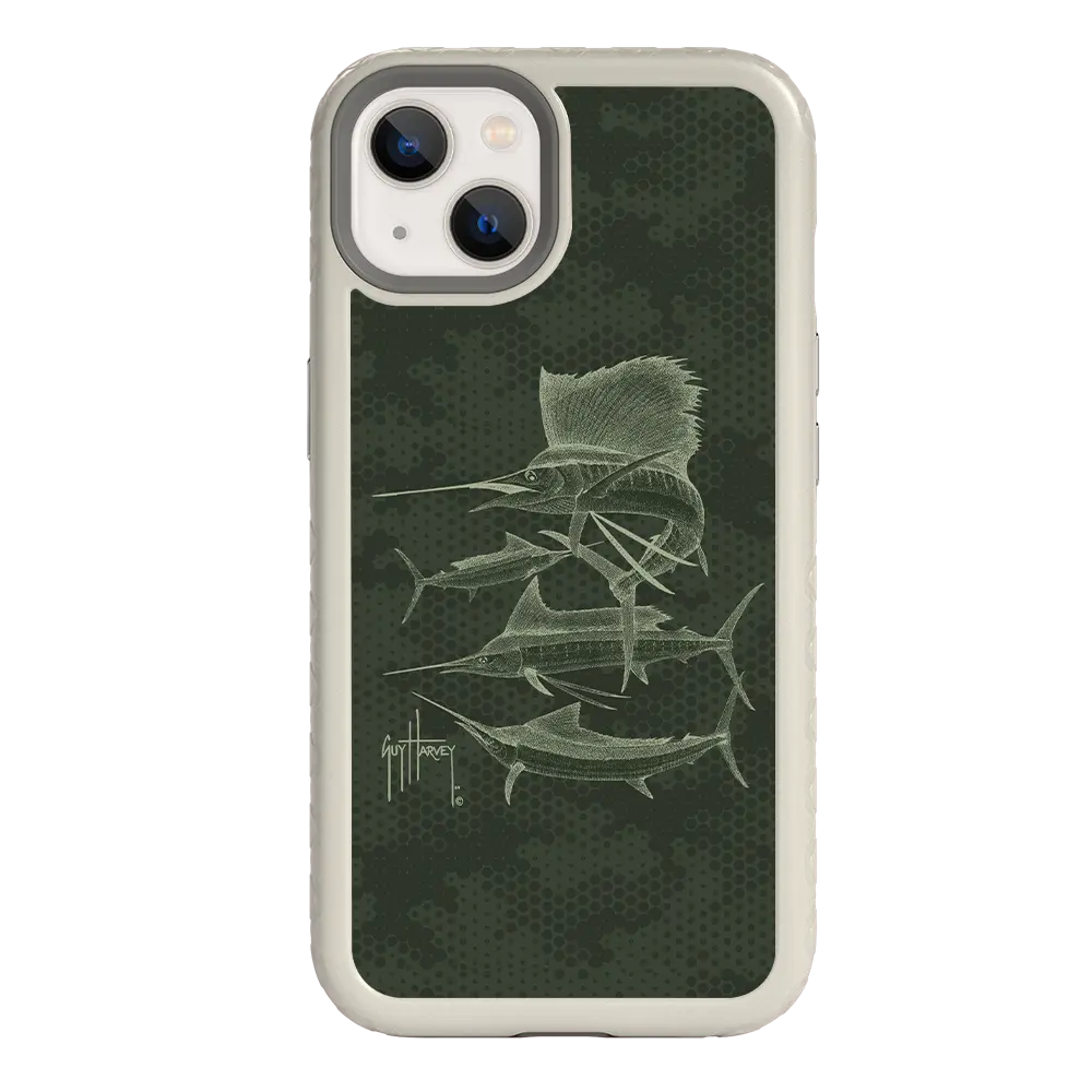 Guy Harvey Fortitude Series for Apple iPhone 13 - Green Camo - Custom Case - Gray - cellhelmet