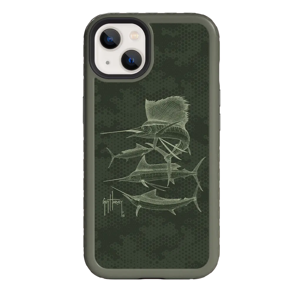 Guy Harvey Fortitude Series for Apple iPhone 13 - Green Camo - Custom Case - OliveDrabGreen - cellhelmet