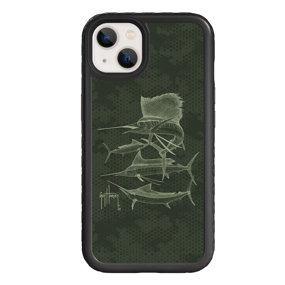 Guy Harvey Fortitude Series for Apple iPhone 13 - Green Camo - Custom Case - OnyxBlack - cellhelmet