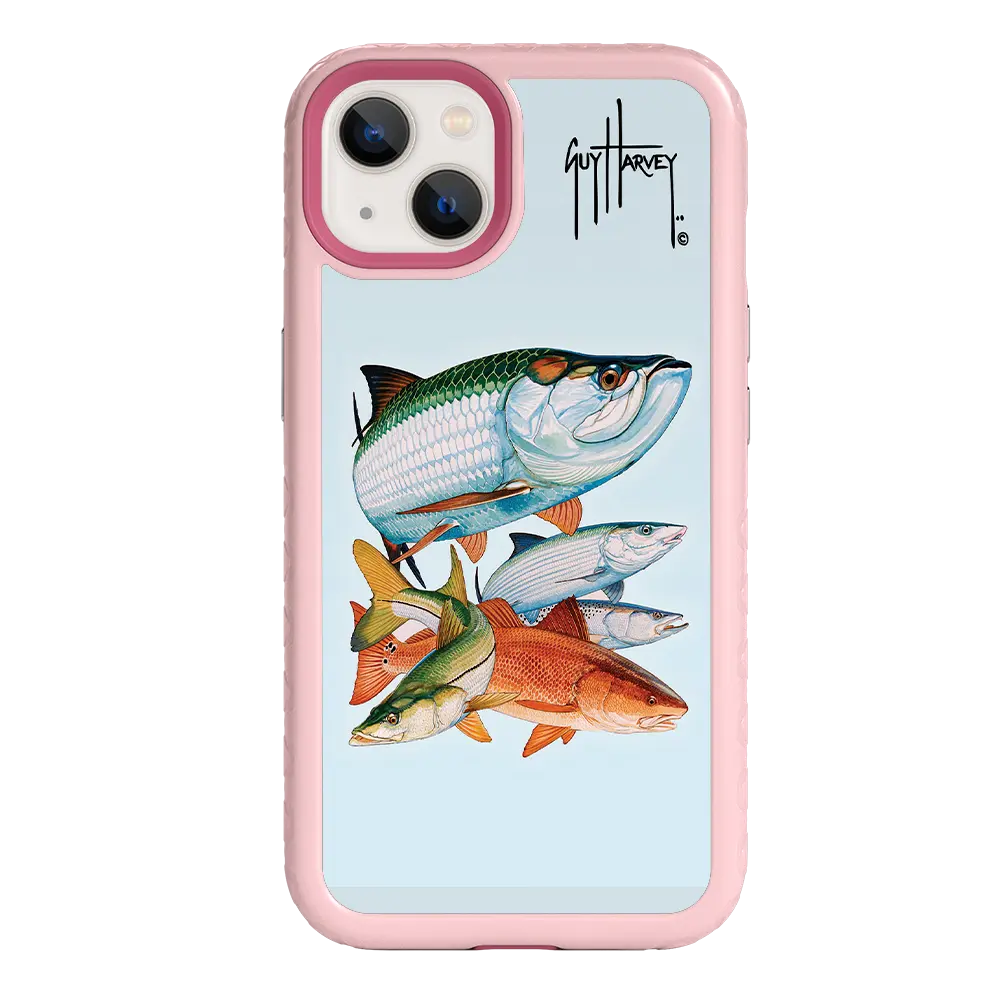 Guy Harvey Fortitude Series for Apple iPhone 13 - Inshore Collage - Custom Case - PinkMagnolia - cellhelmet