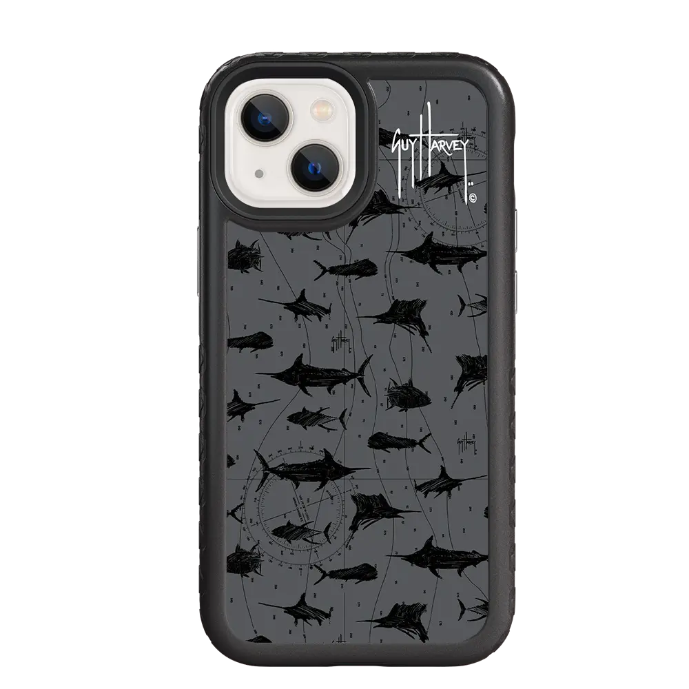 Guy Harvey Fortitude Series for Apple iPhone 13 Mini - Black Scribbler - Custom Case - OnyxBlack - cellhelmet