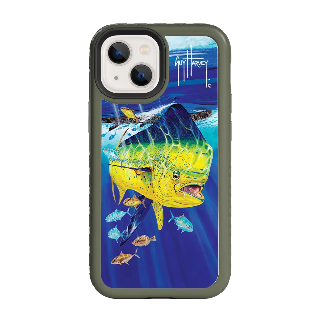 Guy Harvey Fortitude Series for Apple iPhone 13 Mini - Golden Prize - Custom Case - OliveDrabGreen - cellhelmet