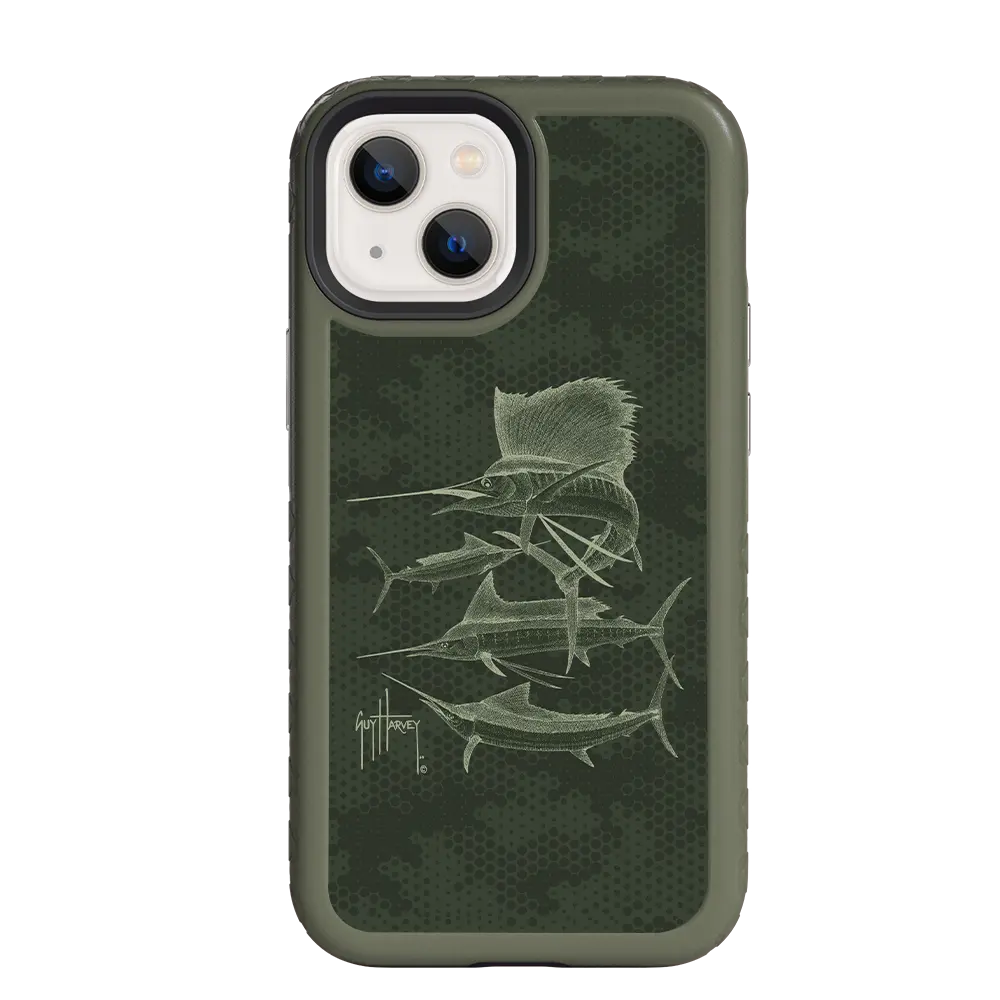 Guy Harvey Fortitude Series for Apple iPhone 13 Mini - Green Camo - Custom Case - OliveDrabGreen - cellhelmet