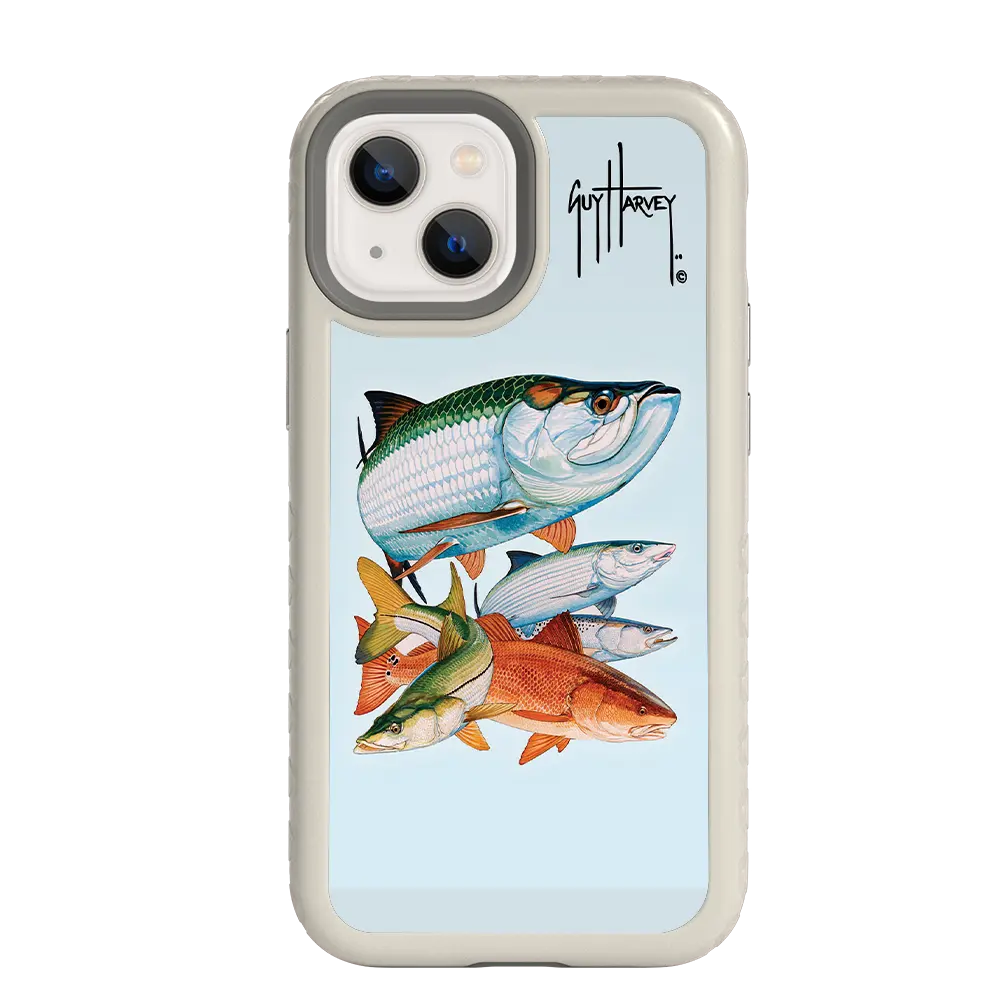 Guy Harvey Fortitude Series for Apple iPhone 13 Mini - Inshore Collage - Custom Case - Gray - cellhelmet