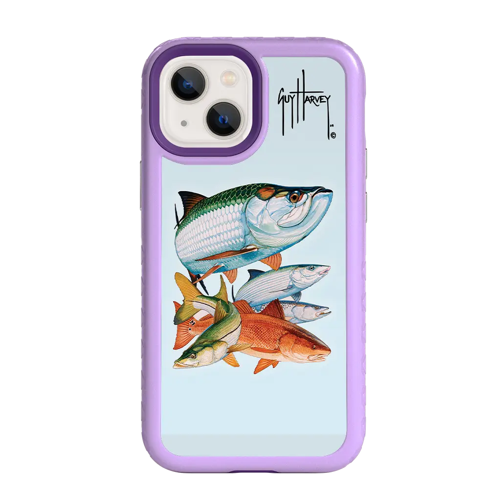Guy Harvey Fortitude Series for Apple iPhone 13 Mini - Inshore Collage - Custom Case - LilacBlossom - cellhelmet
