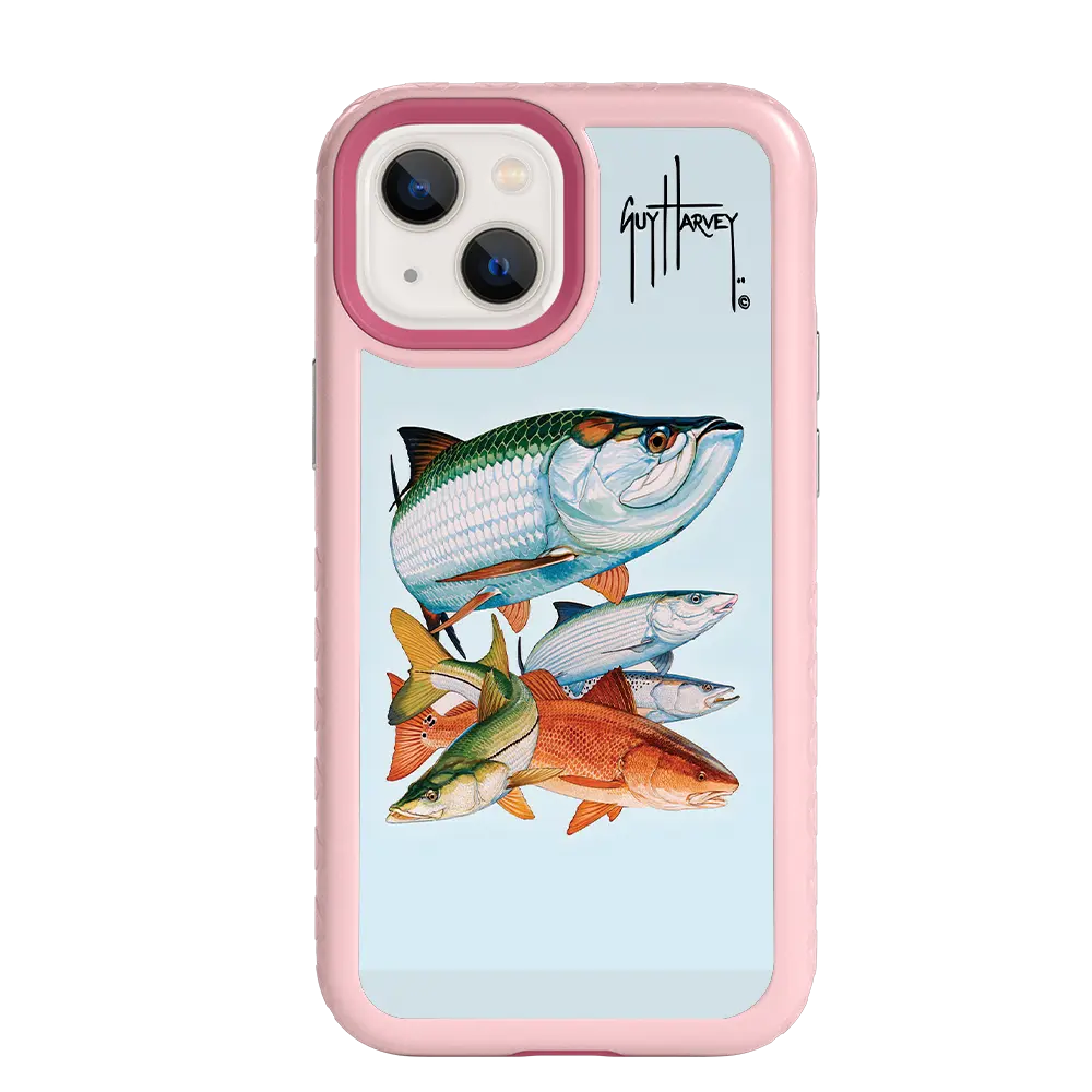 Guy Harvey Fortitude Series for Apple iPhone 13 Mini - Inshore Collage - Custom Case - PinkMagnolia - cellhelmet