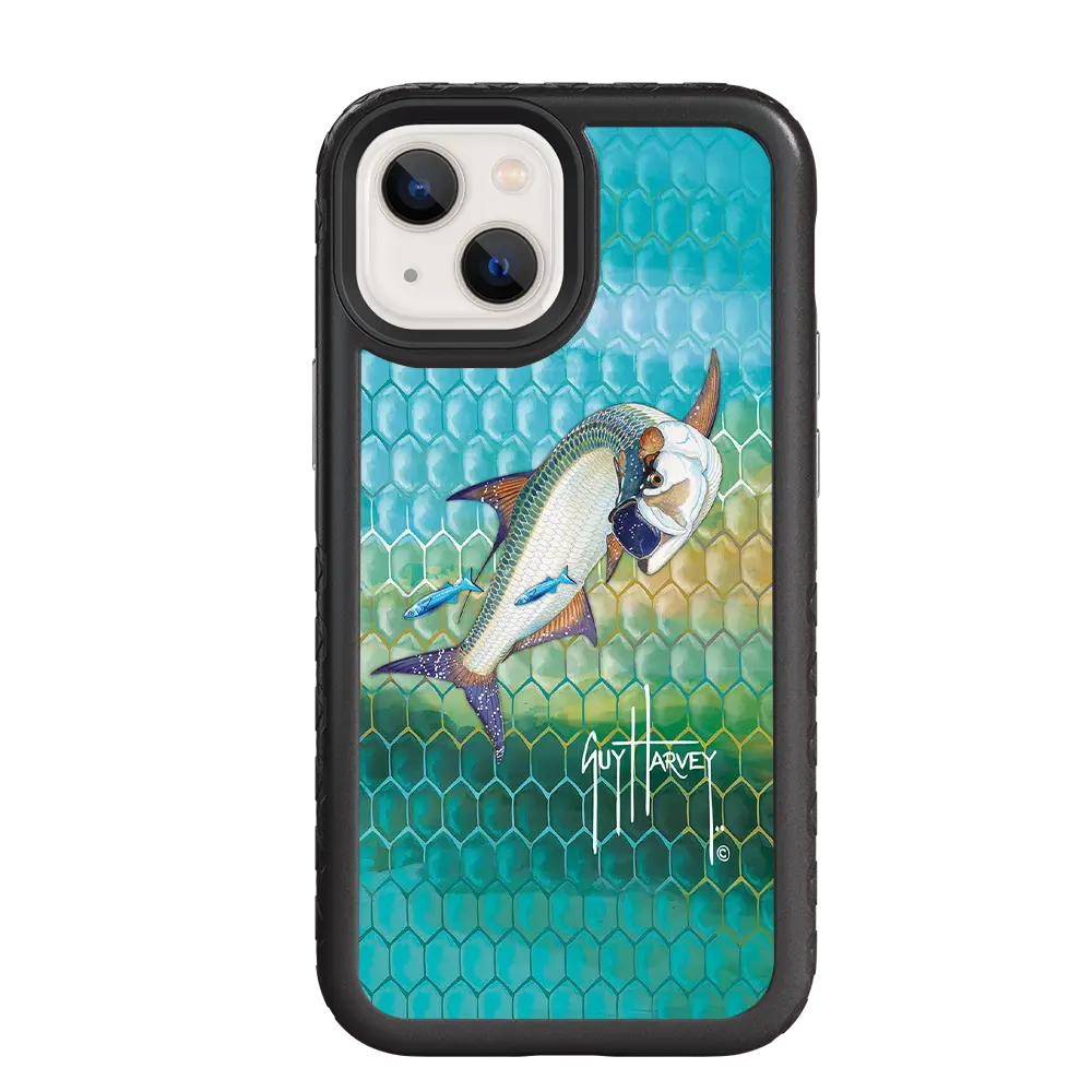 Guy Harvey Fortitude Series for Apple iPhone 13 Mini - Tarpon Skin - Custom Case - OnyxBlack - cellhelmet