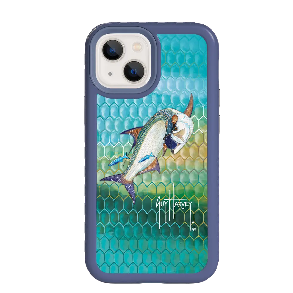 Guy Harvey Fortitude Series for Apple iPhone 13 Mini - Tarpon Skin - Custom Case - SlateBlue - cellhelmet