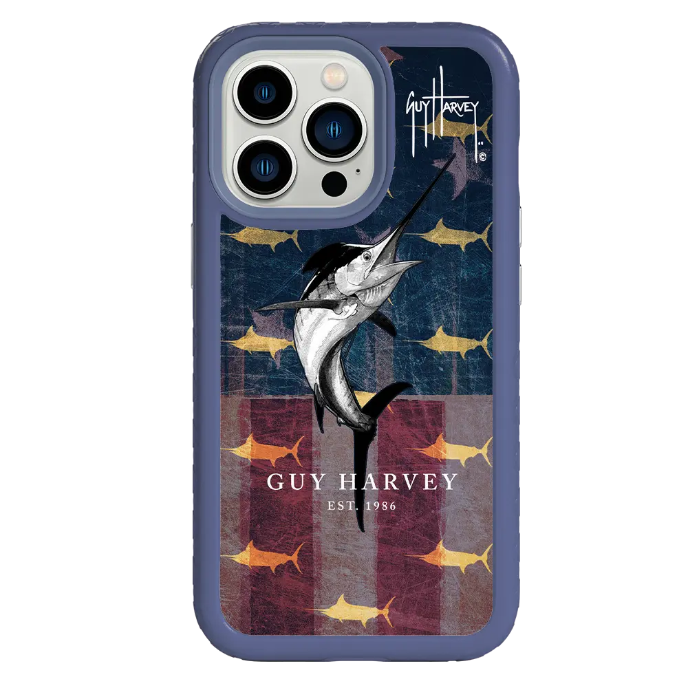 Guy Harvey Fortitude Series for Apple iPhone 13 Pro - American Marlin - Custom Case - SlateBlue - cellhelmet