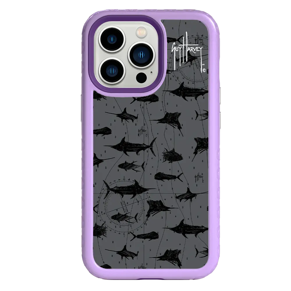 Guy Harvey Fortitude Series for Apple iPhone 13 Pro - Black Scribbler - Custom Case - LilacBlossom - cellhelmet