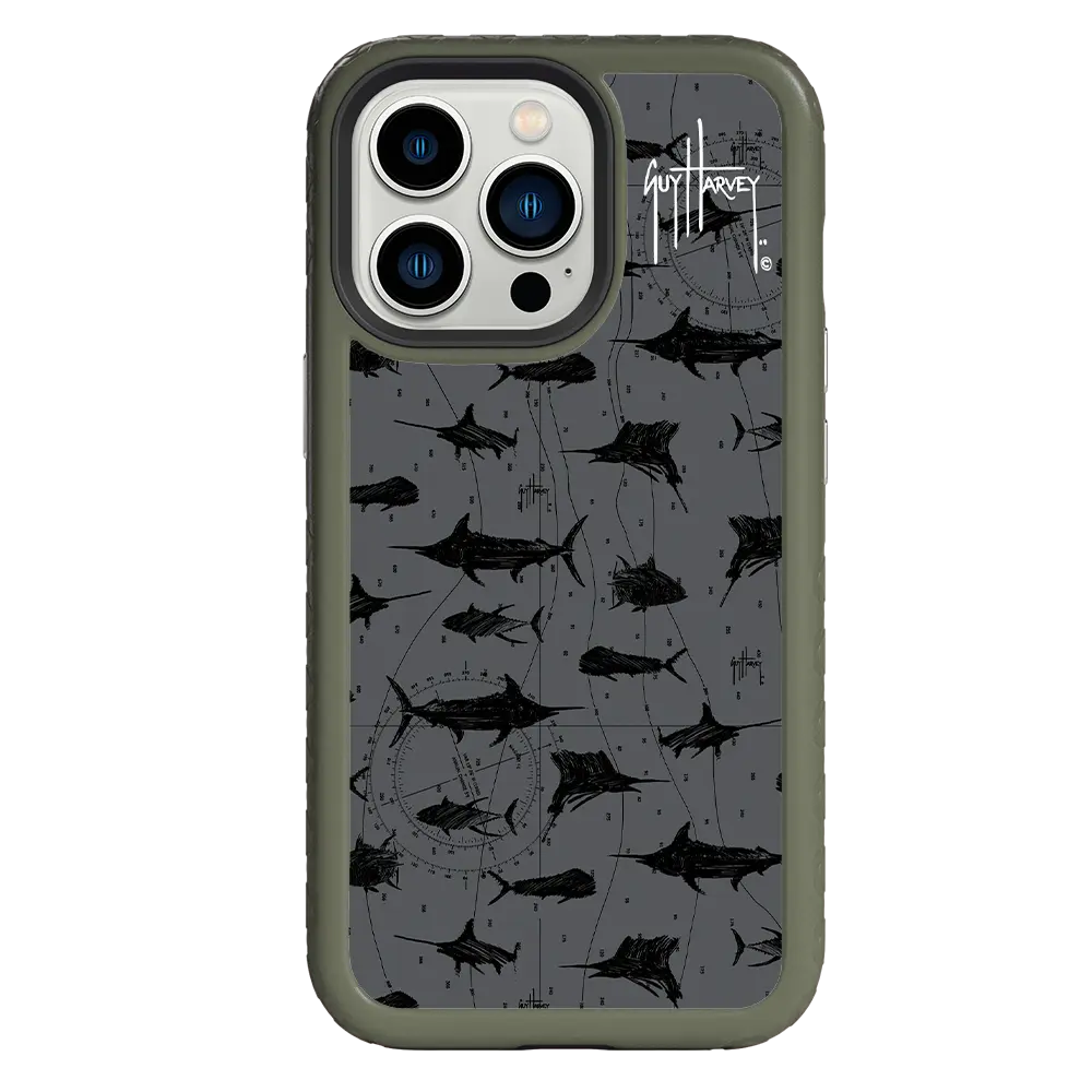 Guy Harvey Fortitude Series for Apple iPhone 13 Pro - Black Scribbler - Custom Case - OliveDrabGreen - cellhelmet