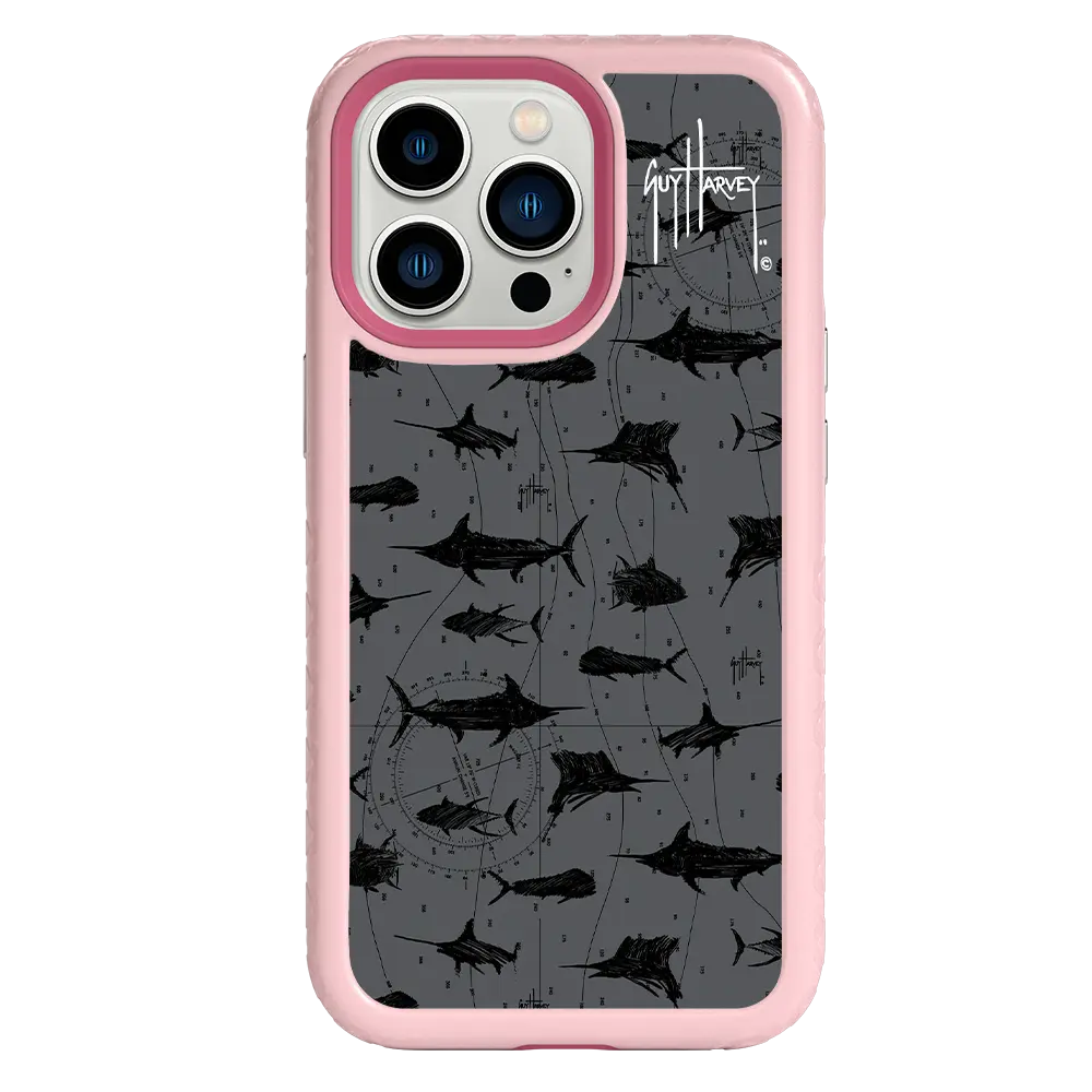 Guy Harvey Fortitude Series for Apple iPhone 13 Pro - Black Scribbler - Custom Case - PinkMagnolia - cellhelmet