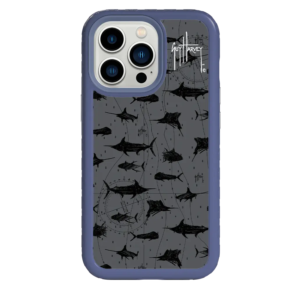 Guy Harvey Fortitude Series for Apple iPhone 13 Pro - Black Scribbler - Custom Case - SlateBlue - cellhelmet