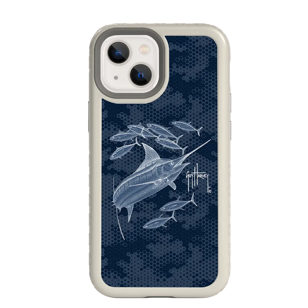 Guy Harvey Fortitude Series for Apple iPhone 13 Pro - Blue Camo - Custom Case - Gray - cellhelmet