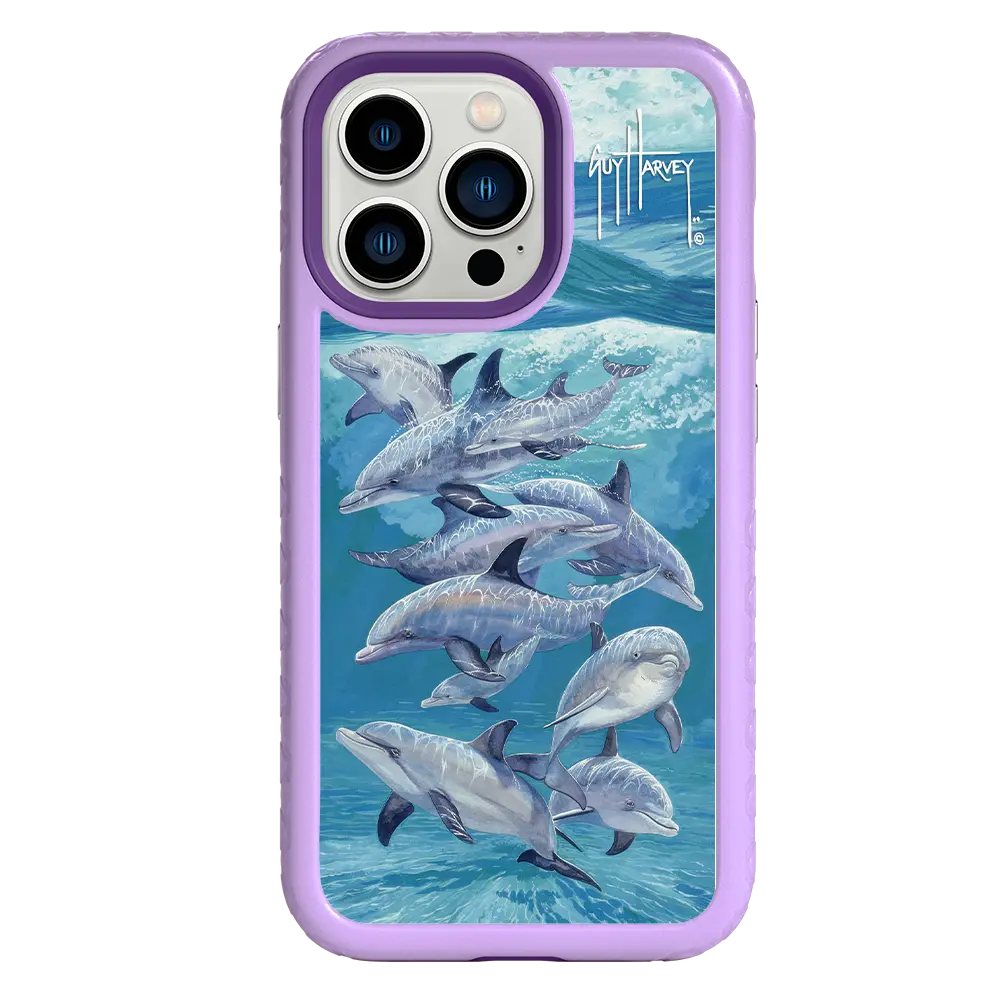 Guy Harvey Fortitude Series for Apple iPhone 13 Pro - Dolphin Oasis - Custom Case - LilacBlossom - cellhelmet