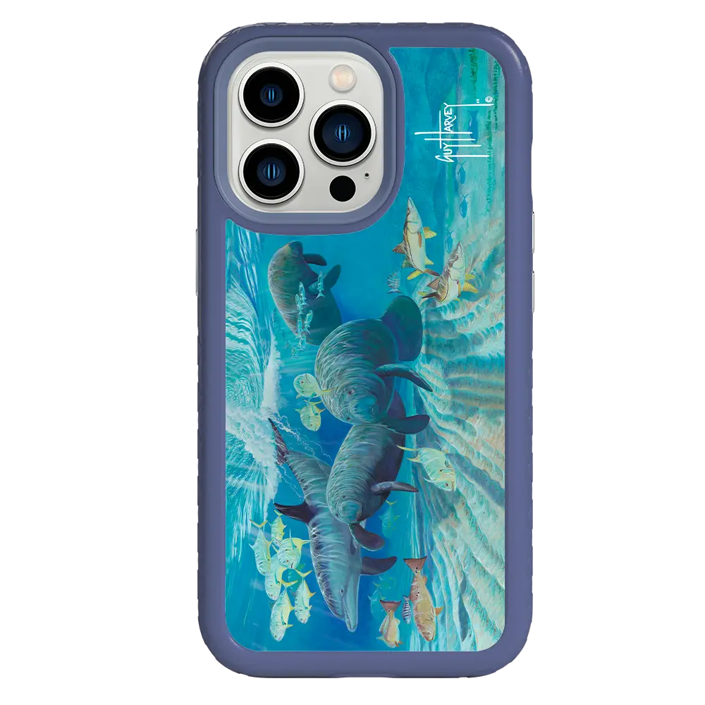 Guy Harvey Fortitude Series for Apple iPhone 13 Pro - Manatee Pass - Custom Case - SlateBlue - cellhelmet
