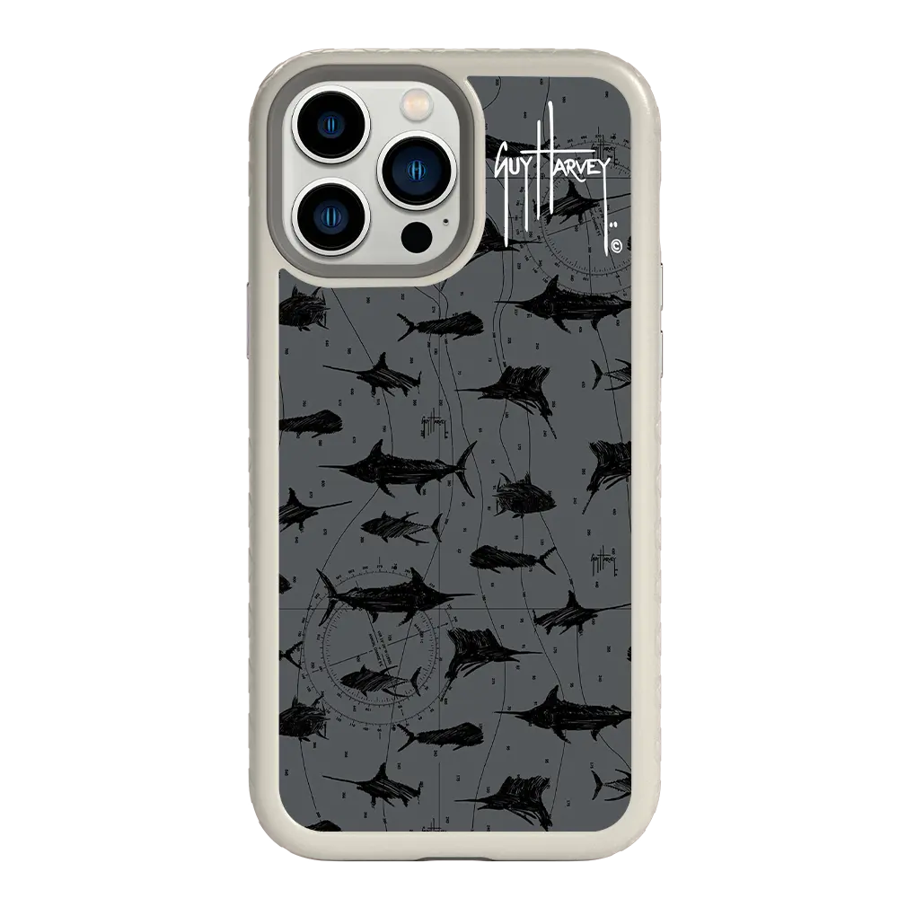 Guy Harvey Fortitude Series for Apple iPhone 13 Pro Max - Black Scribbler - Custom Case - Gray - cellhelmet