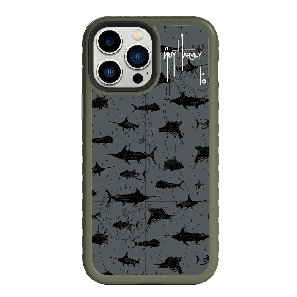Guy Harvey Fortitude Series for Apple iPhone 13 Pro Max - Black Scribbler - Custom Case - OliveDrabGreen - cellhelmet