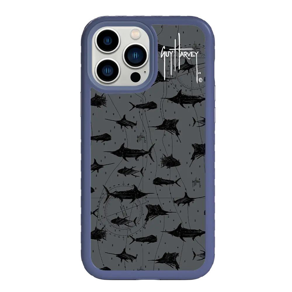 Guy Harvey Fortitude Series for Apple iPhone 13 Pro Max - Black Scribbler - Custom Case - SlateBlue - cellhelmet