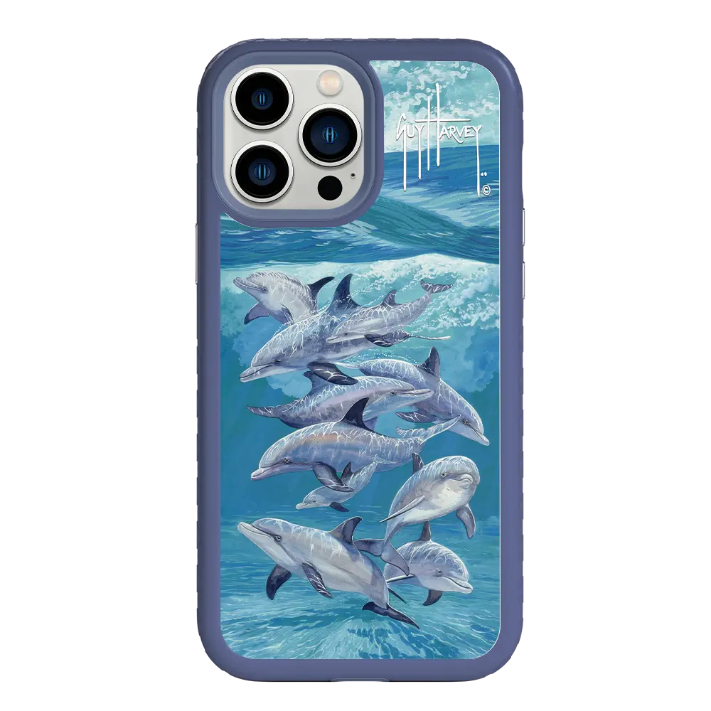 Guy Harvey Fortitude Series for Apple iPhone 13 Pro Max - Bottlenose Dolphins - Custom Case - SlateBlue - cellhelmet