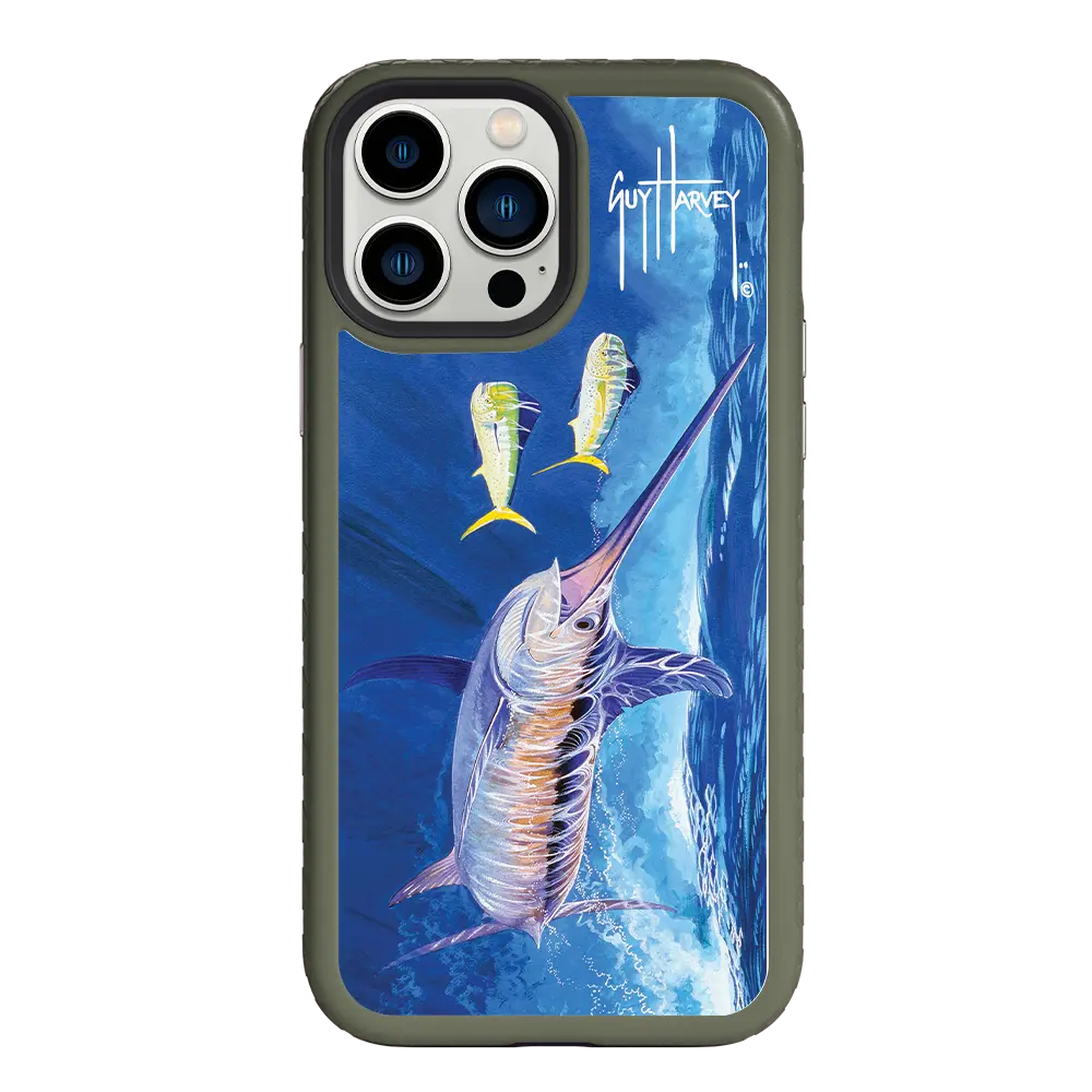 Guy Harvey Fortitude Series for Apple iPhone 13 Pro Max - Bullseye Sword - Custom Case - OliveDrabGreen - cellhelmet