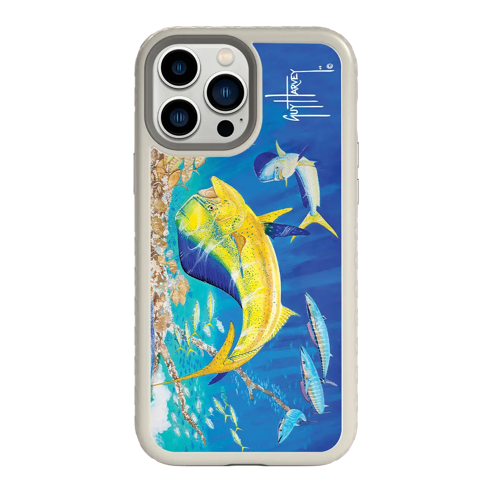 Guy Harvey Fortitude Series for Apple iPhone 13 Pro Max - Dolphin Oasis - Custom Case - Gray - cellhelmet