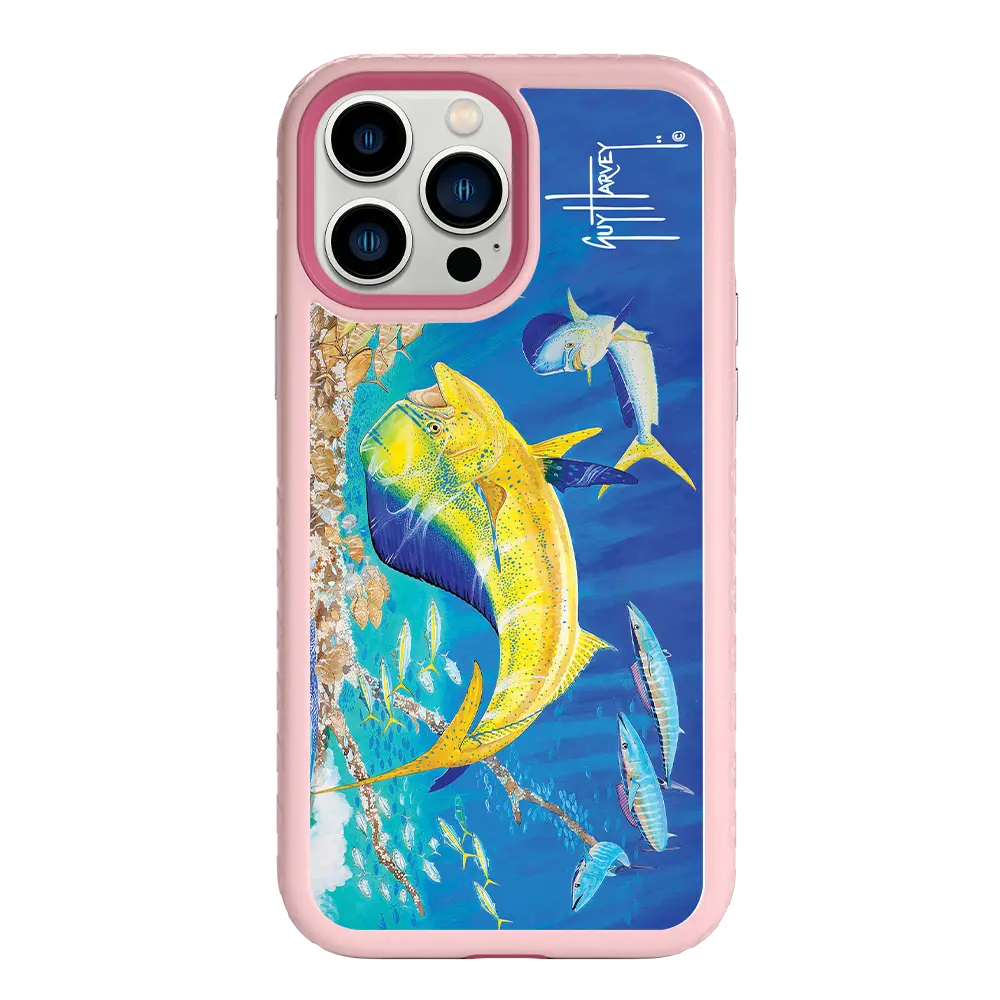 Guy Harvey Fortitude Series for Apple iPhone 13 Pro Max - Dolphin Oasis - Custom Case - PinkMagnolia - cellhelmet