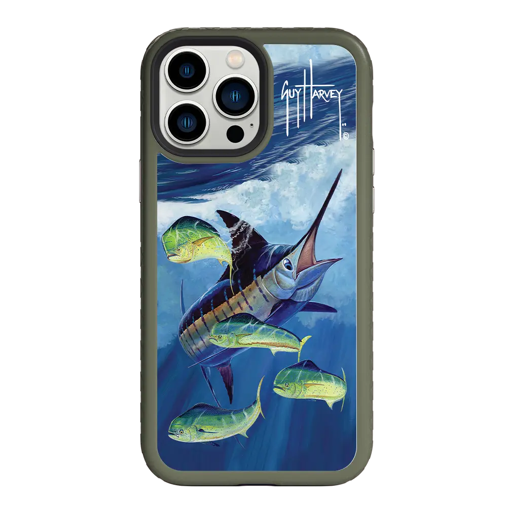 Guy Harvey Fortitude Series for Apple iPhone 13 Pro Max - Four Play - Custom Case - OliveDrabGreen - cellhelmet