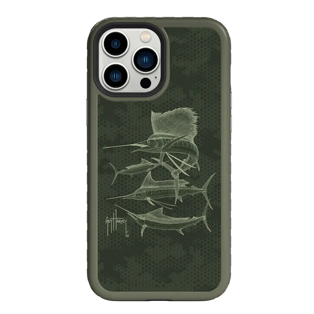 Guy Harvey Fortitude Series for Apple iPhone 13 Pro Max - Green Camo - Custom Case - OliveDrabGreen - cellhelmet
