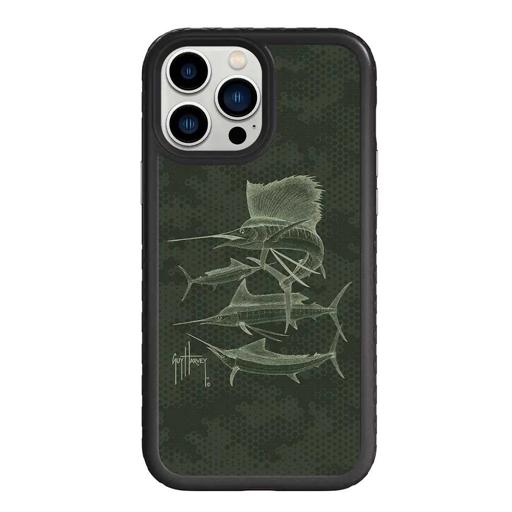 Guy Harvey Fortitude Series for Apple iPhone 13 Pro Max - Green Camo - Custom Case - OnyxBlack - cellhelmet
