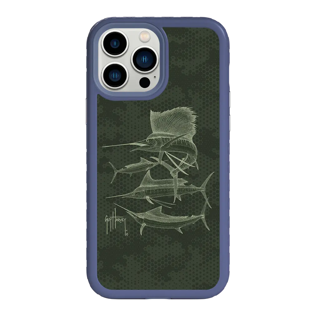 Guy Harvey Fortitude Series for Apple iPhone 13 Pro Max - Green Camo - Custom Case - SlateBlue - cellhelmet