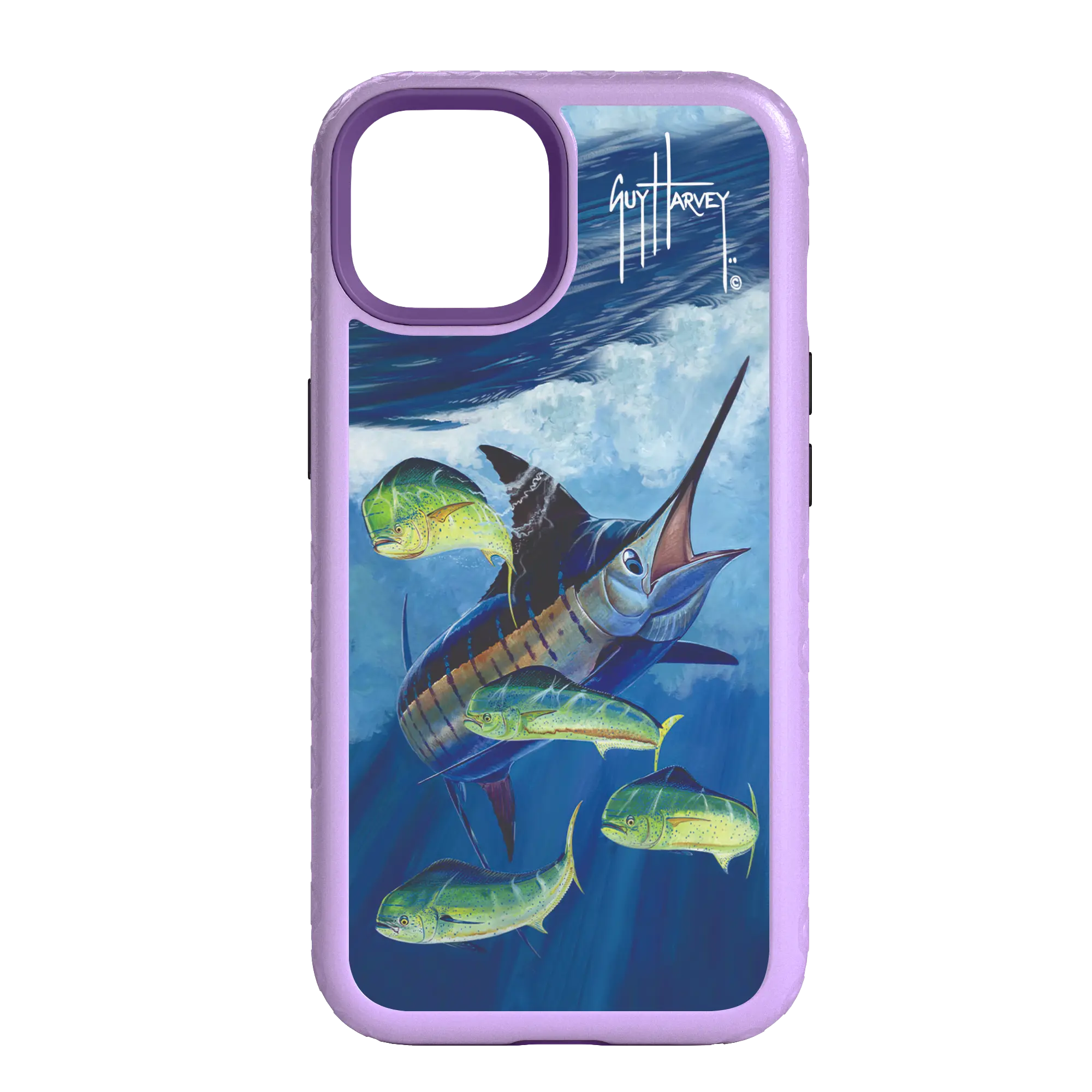 Guy Harvey Fortitude Series for Apple iPhone 14 - Four Play - Custom Case - LilacBlossomPurple - cellhelmet