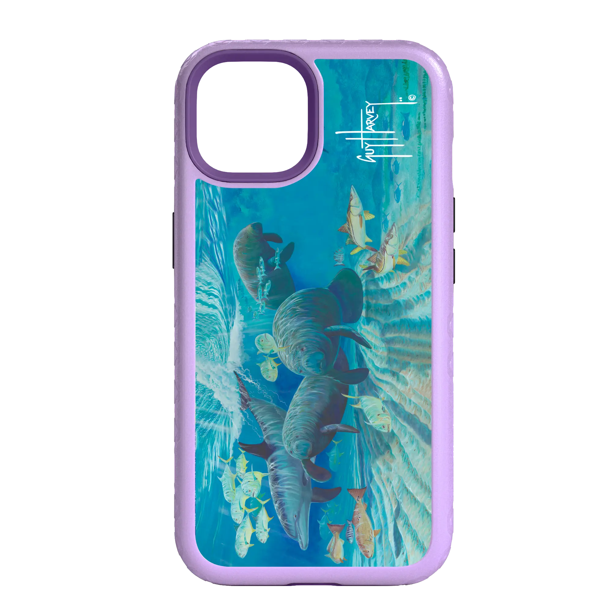 Guy Harvey Fortitude Series for Apple iPhone 14 - Manatee Pass - Custom Case - LilacBlossomPurple - cellhelmet