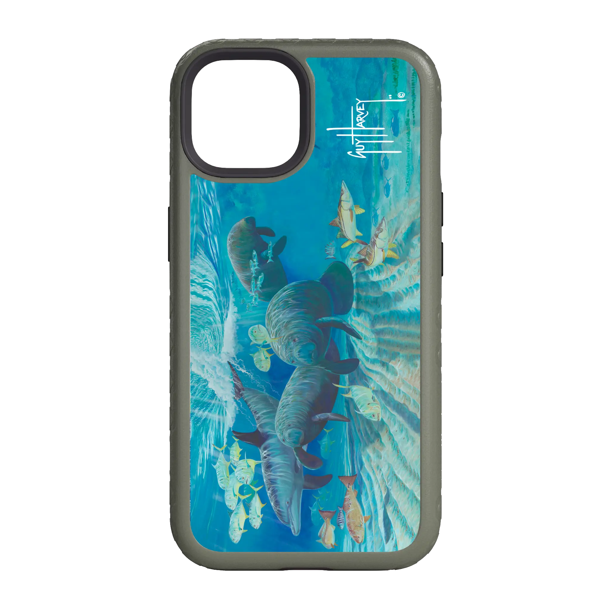 Guy Harvey Fortitude Series for Apple iPhone 14 - Manatee Pass - Custom Case - OliveDrabGreen - cellhelmet