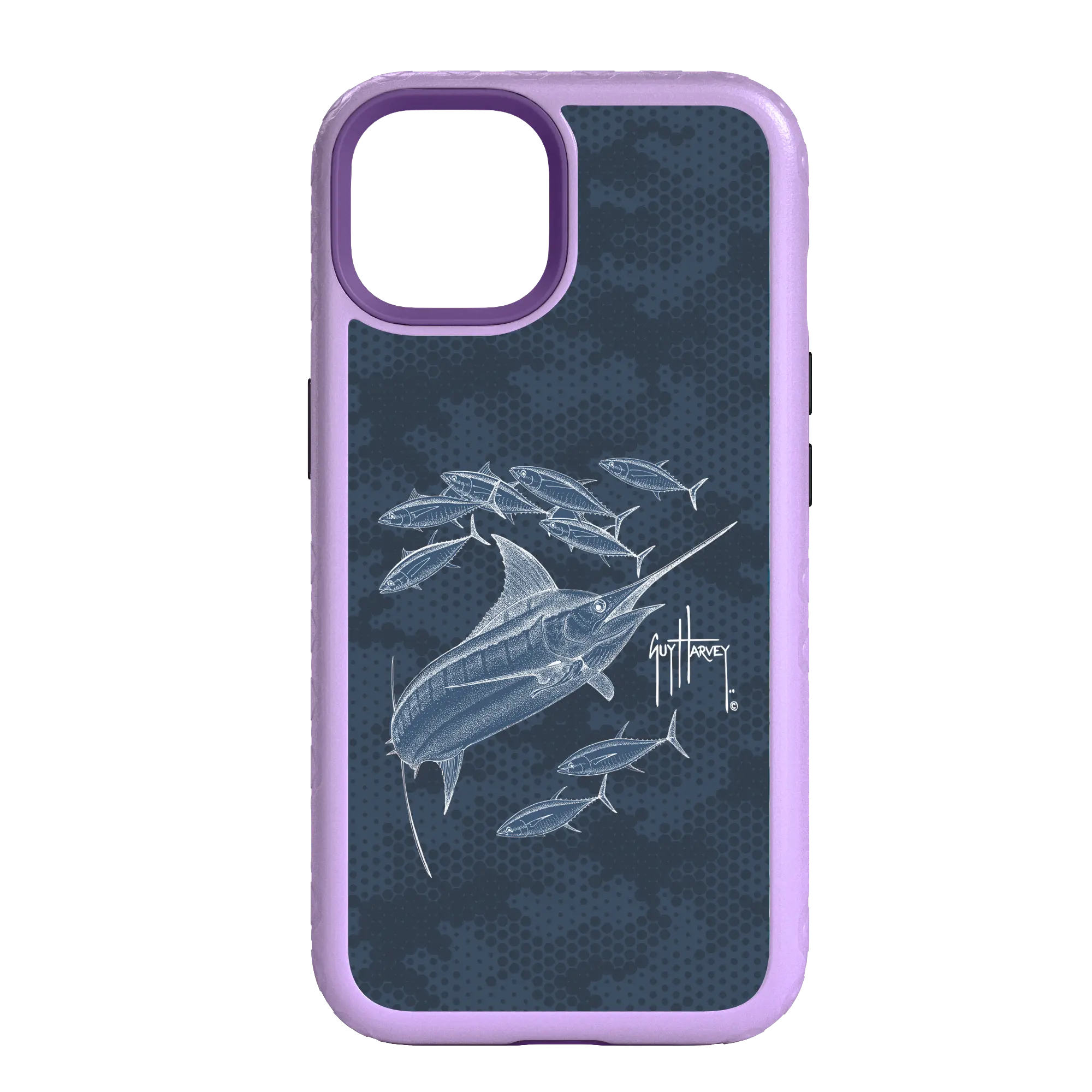 Guy Harvey Fortitude Series for Apple iPhone 14 Pro - Blue Camo - Custom Case - LilacBlossomPurple - cellhelmet
