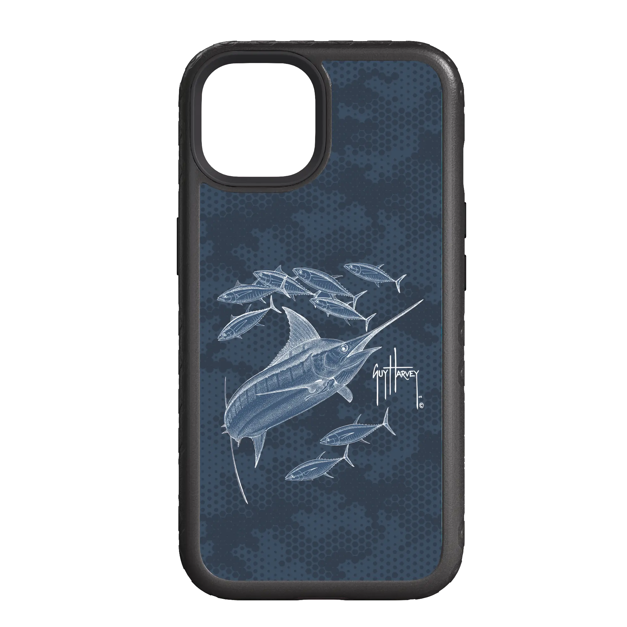 Guy Harvey Fortitude Series for Apple iPhone 14 Pro - Blue Camo - Custom Case - OnyxBlack - cellhelmet