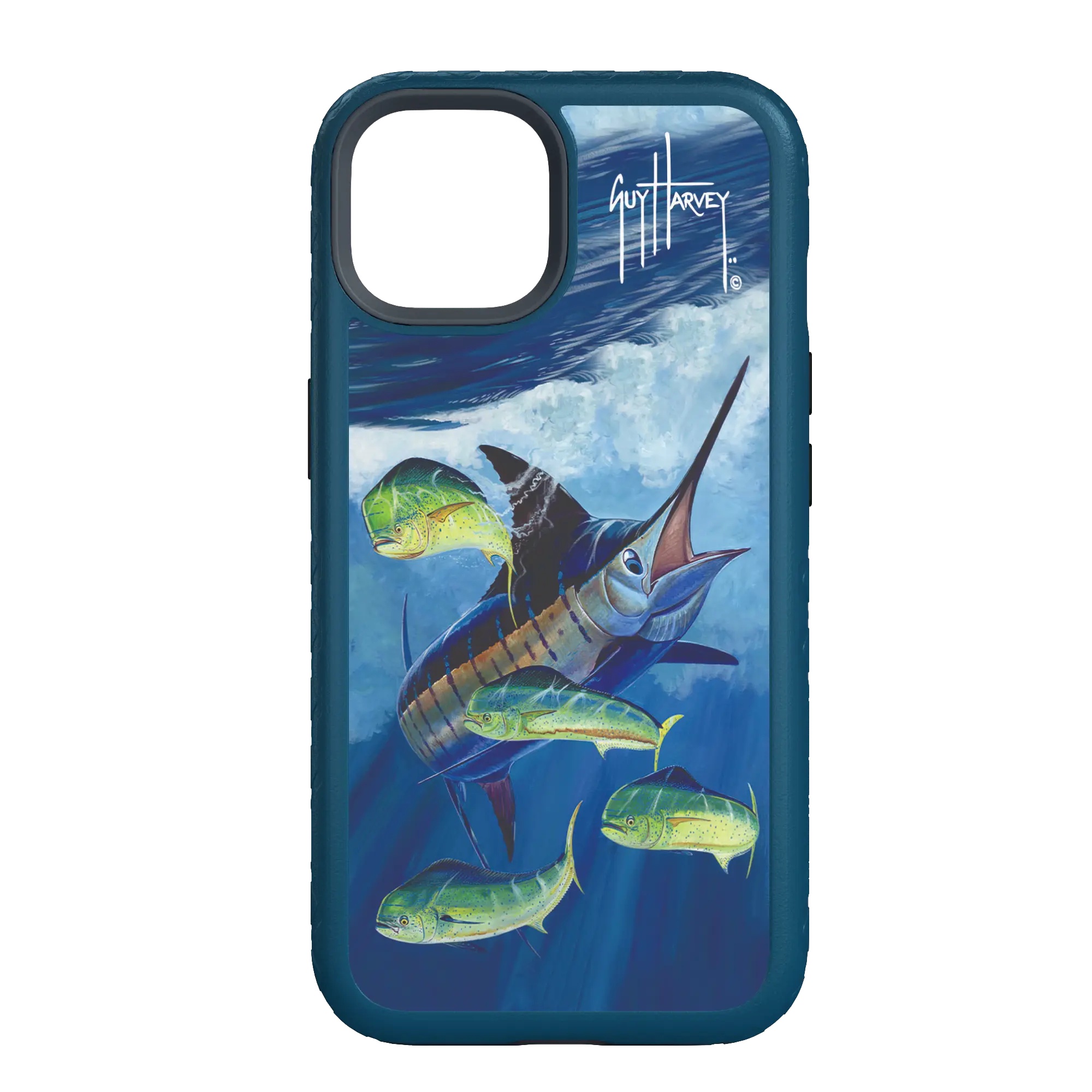 Guy Harvey Fortitude Series for Apple iPhone 14 Pro - Four Play - Custom Case - DeepSeaBlue - cellhelmet