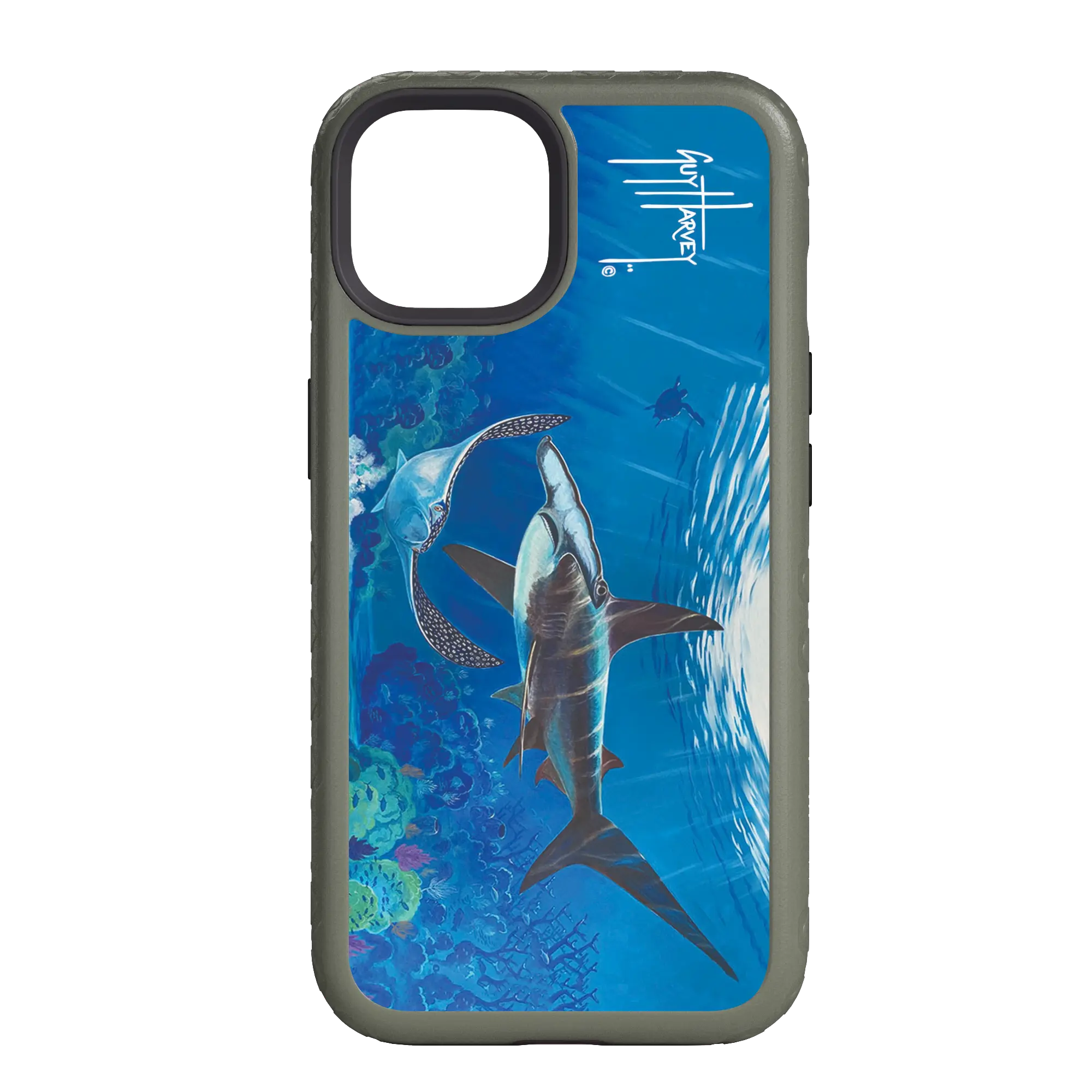 Guy Harvey Fortitude Series for Apple iPhone 14 Pro - Hammer Down - Custom Case - OliveDrabGreen - cellhelmet