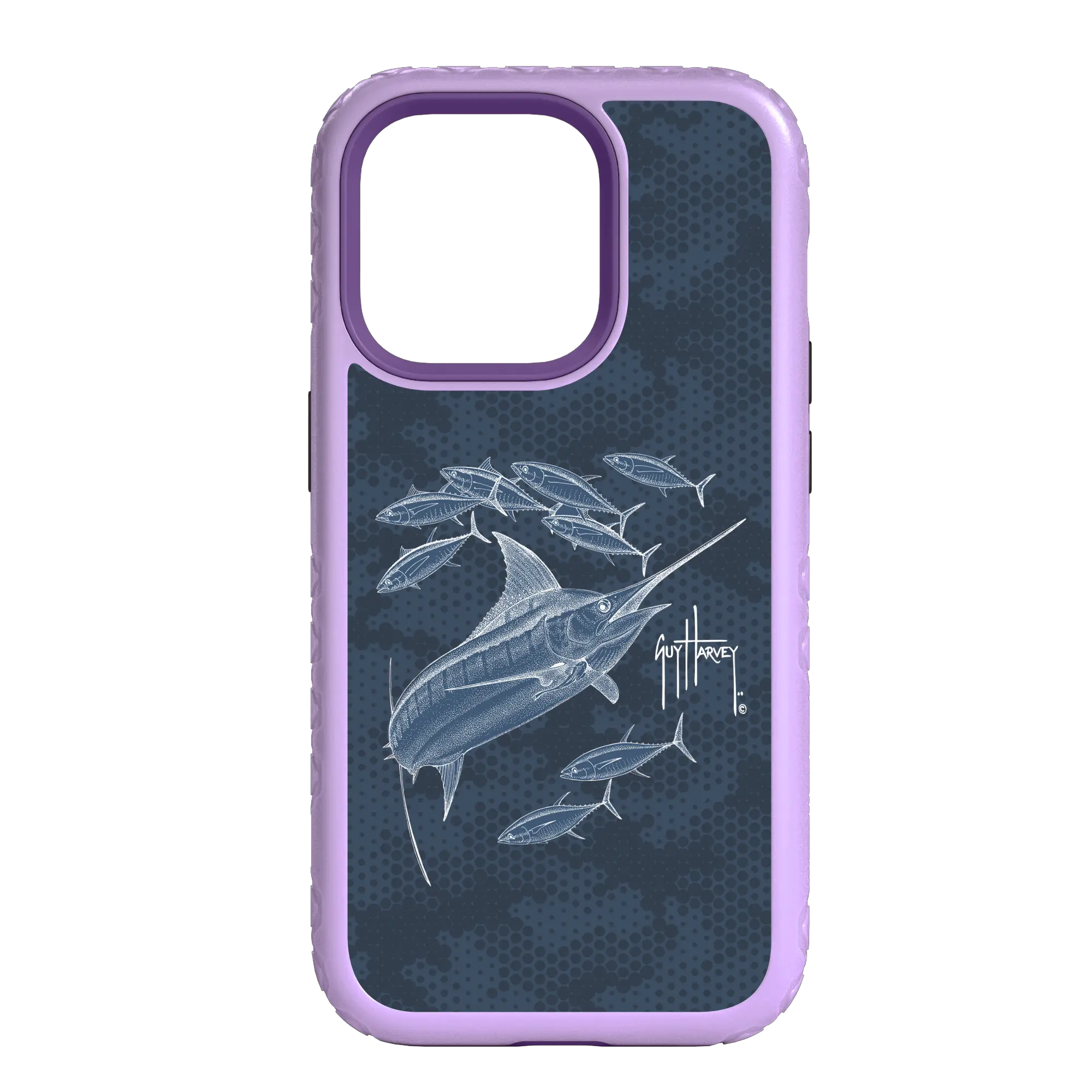 Guy Harvey Fortitude Series for Apple iPhone 14 Pro Max - Blue Camo - Custom Case - LilacBlossomPurple - cellhelmet