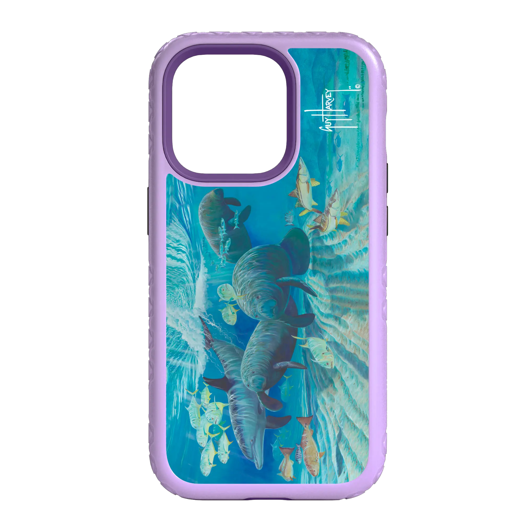 Guy Harvey Fortitude Series for Apple iPhone 14 Pro Max - Manatee Pass - Custom Case - LilacBlossomPurple - cellhelmet