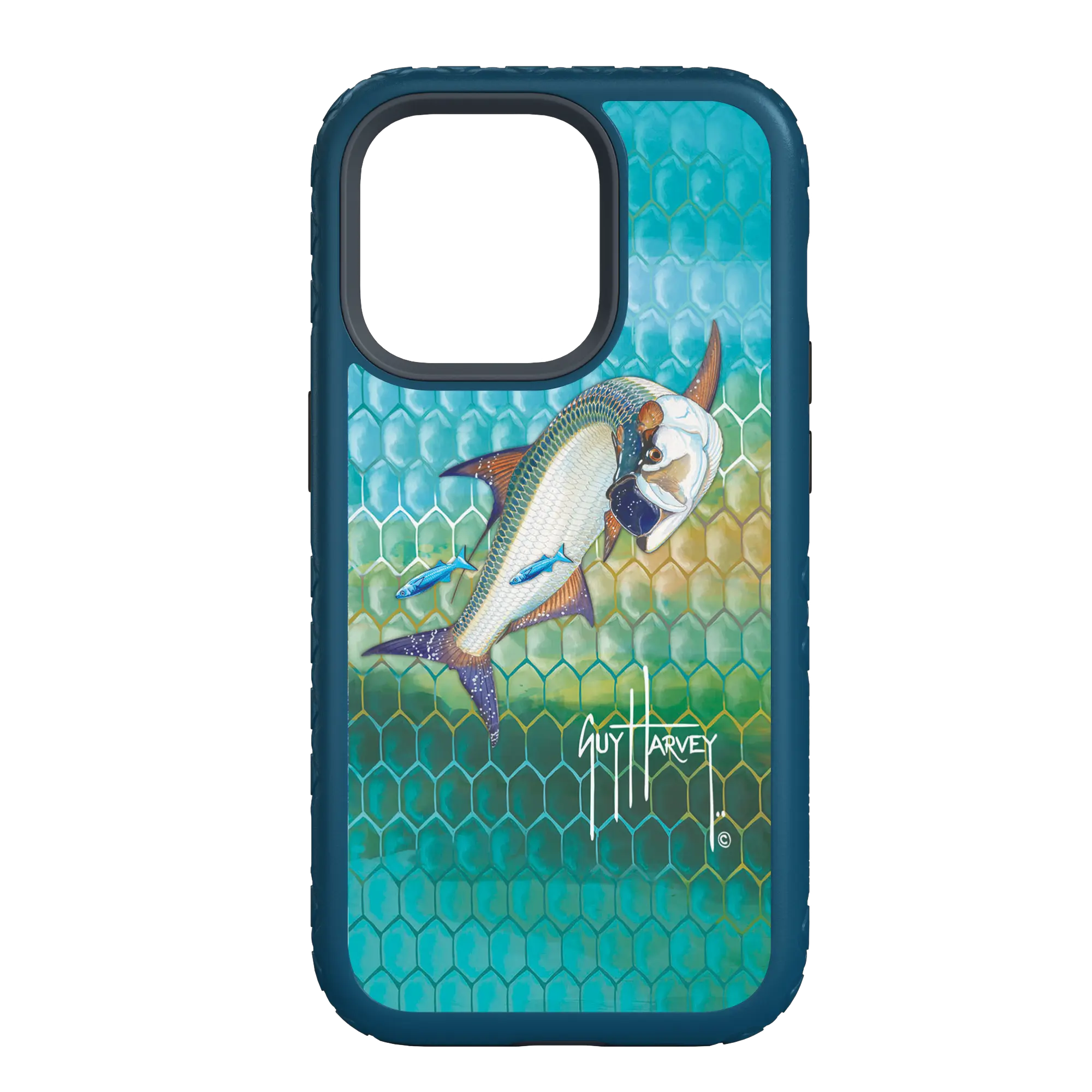 Guy Harvey | iPhone 14 Models Fortitude Tarpon Skin Phone Case iPhone 14 Pro Max, Deep Sea Blue, 480x480