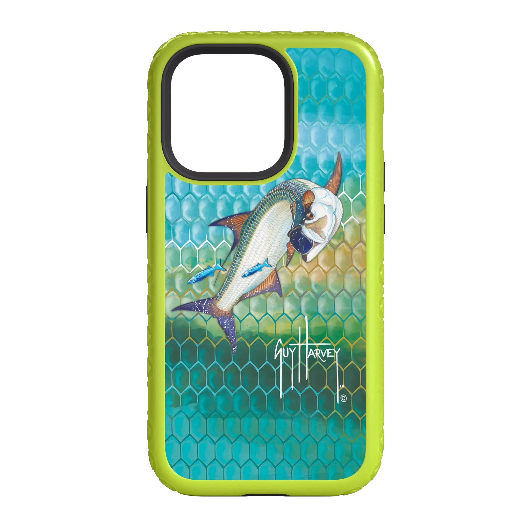 Guy Harvey Fortitude Series for Apple iPhone 14 Pro Max - Tarpon Skin - Custom Case - ElectricLime - cellhelmet