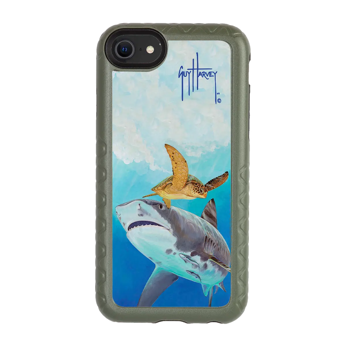 Guy Harvey Fortitude Series for Apple iPhone SE (2020) /6/7/8 - Eye of the Tiger - Custom Case - OliveDrabGreen - cellhelmet