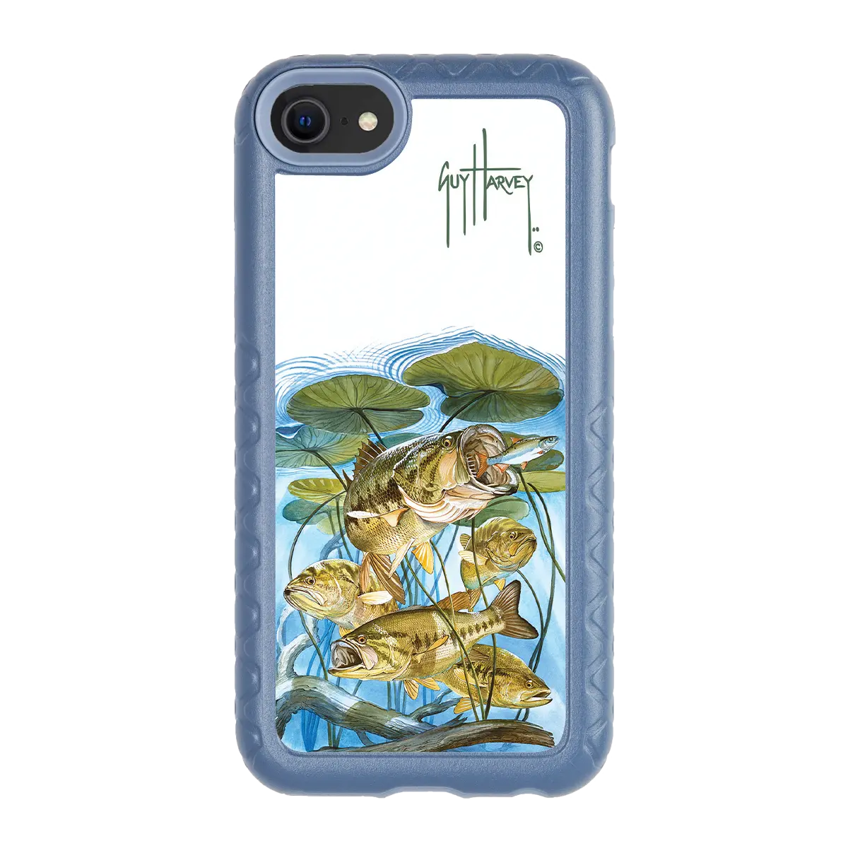 Guy Harvey Fortitude Series for Apple iPhone SE (2020) /6/7/8 - Five Largemouth Under Lilypads - Custom Case - SlateBlue - cellhelmet