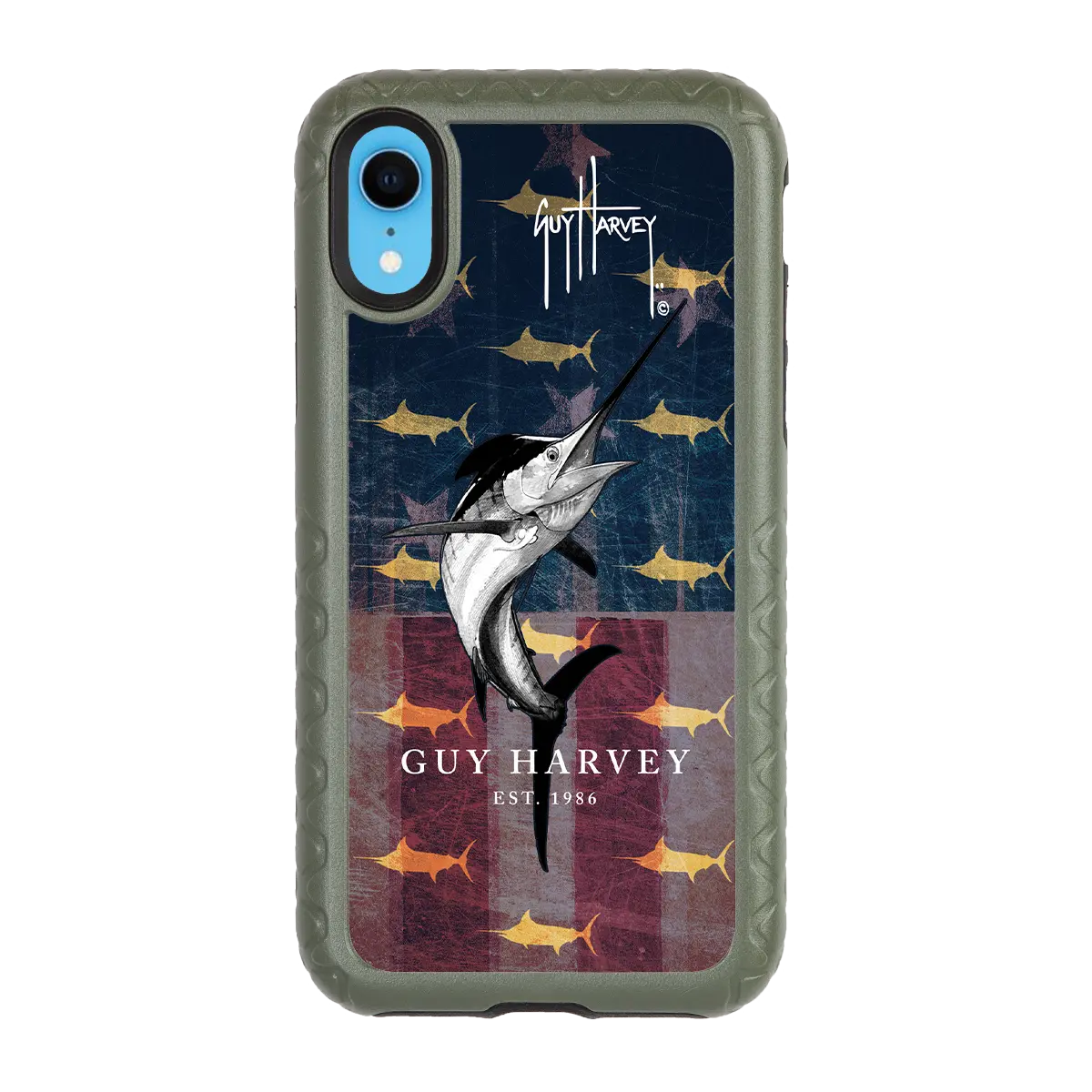 Guy Harvey Fortitude Series for Apple iPhone XR - American Marlin - Custom Case - OliveDrabGreen - cellhelmet