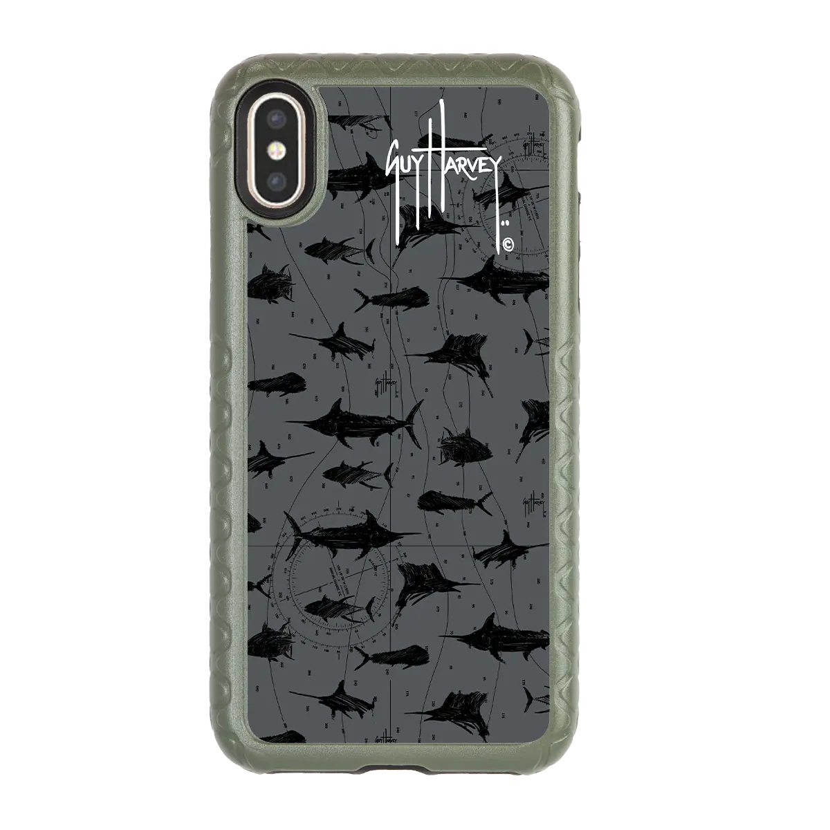 Guy Harvey Fortitude Series for Apple iPhone XS Max - Black Scribbler - Custom Case - OliveDrabGreen - cellhelmet